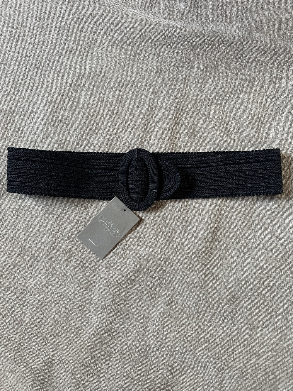 Anthropologie Black Woven Belt with Round Buckle size medium NWT